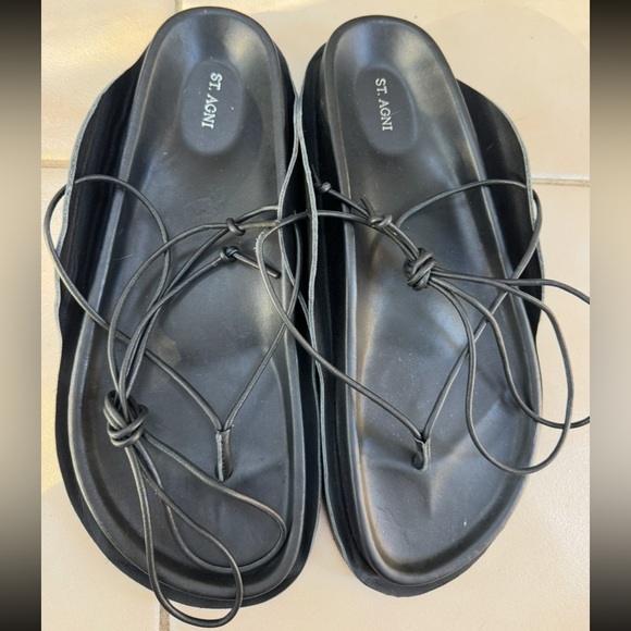 St. Agni Black Lace-Up Minimalist Gladiator Sandals in Size 42 - Picture 6 of 9